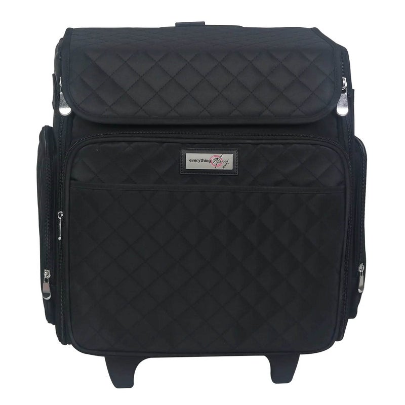 Everything Mary Rolling Scrapbook Tote â€“ Black Quilted Craft Bag with Wheels â€“ Storage Organizer for Scrapbooking, Papercraft, Art Supplies & Portable Craft Tools - Image 2